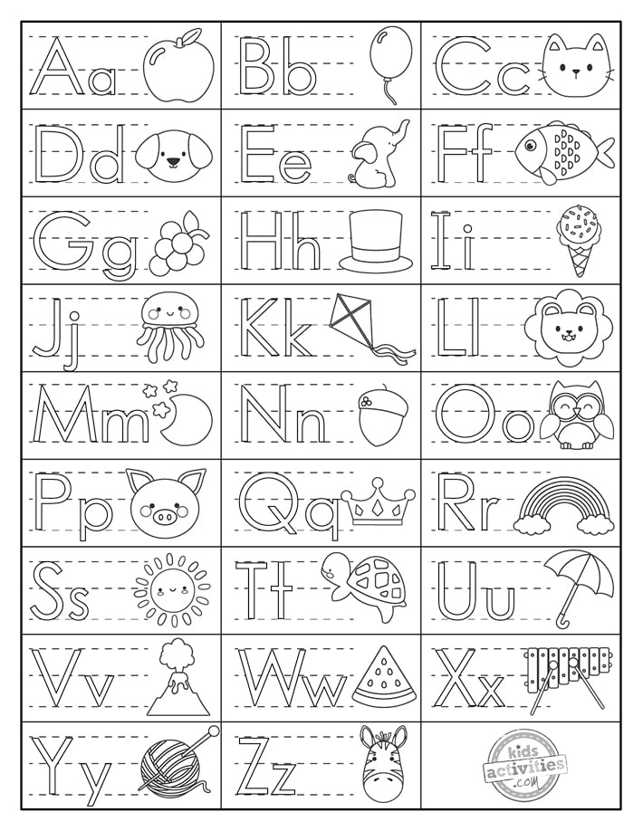 Easy Alphabet Printable Chart Coloring Pages ParentingBest