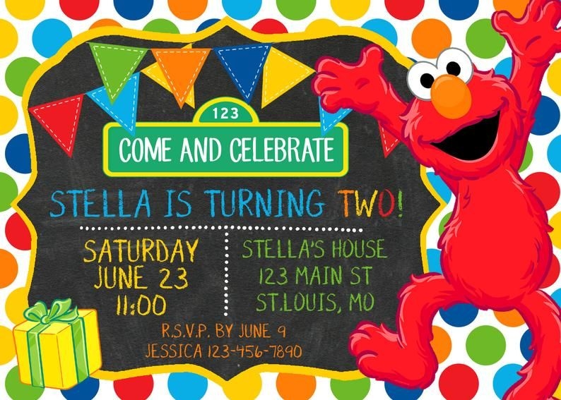 Elmo Birthday Invitation Etsy In 2020 Elmo Birthday Invitations 