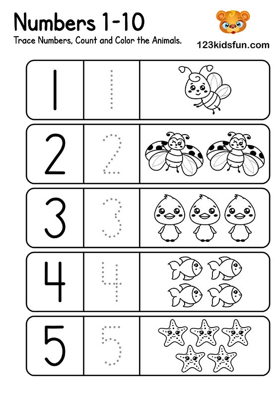 Free Preschool Kindergarten Math Worksheets 123 Kids Fun Apps