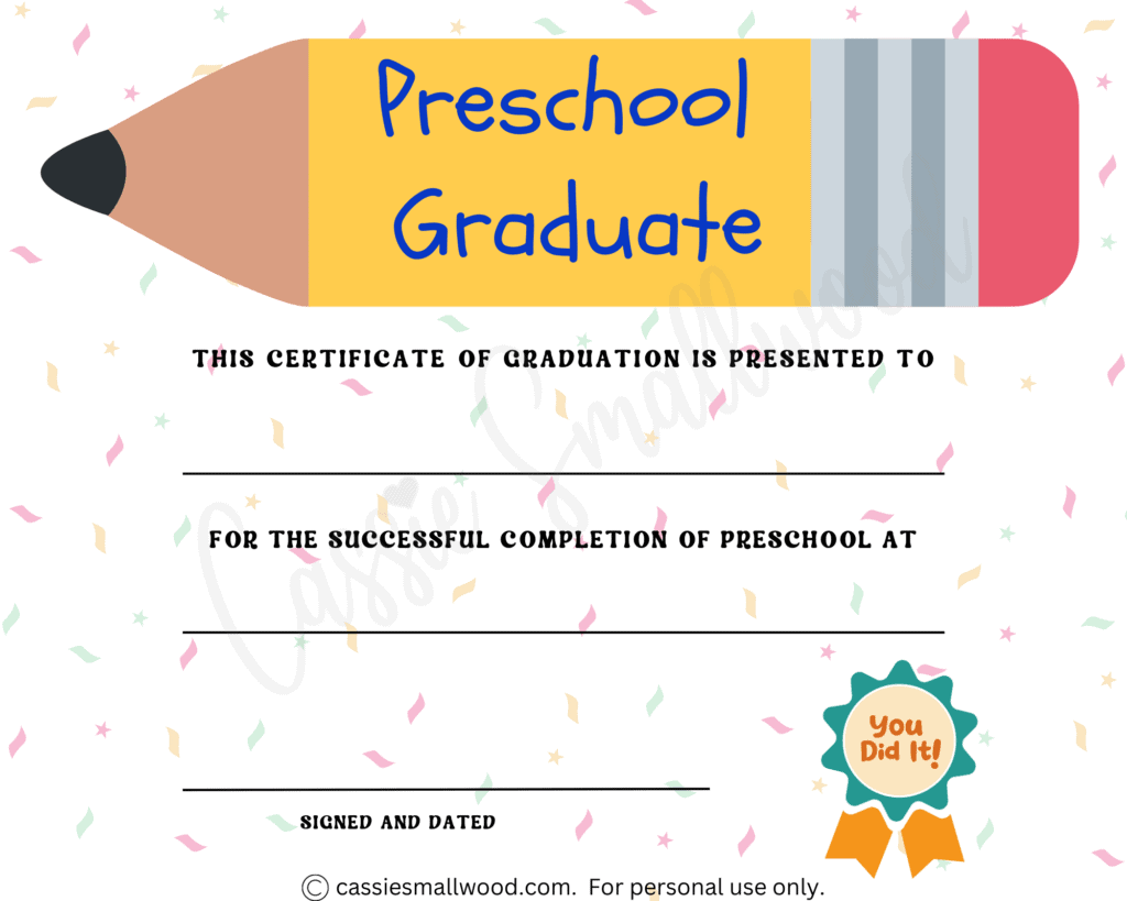 Preschool Graduation Certificate Free Printable Prntbl ieolayaherrera