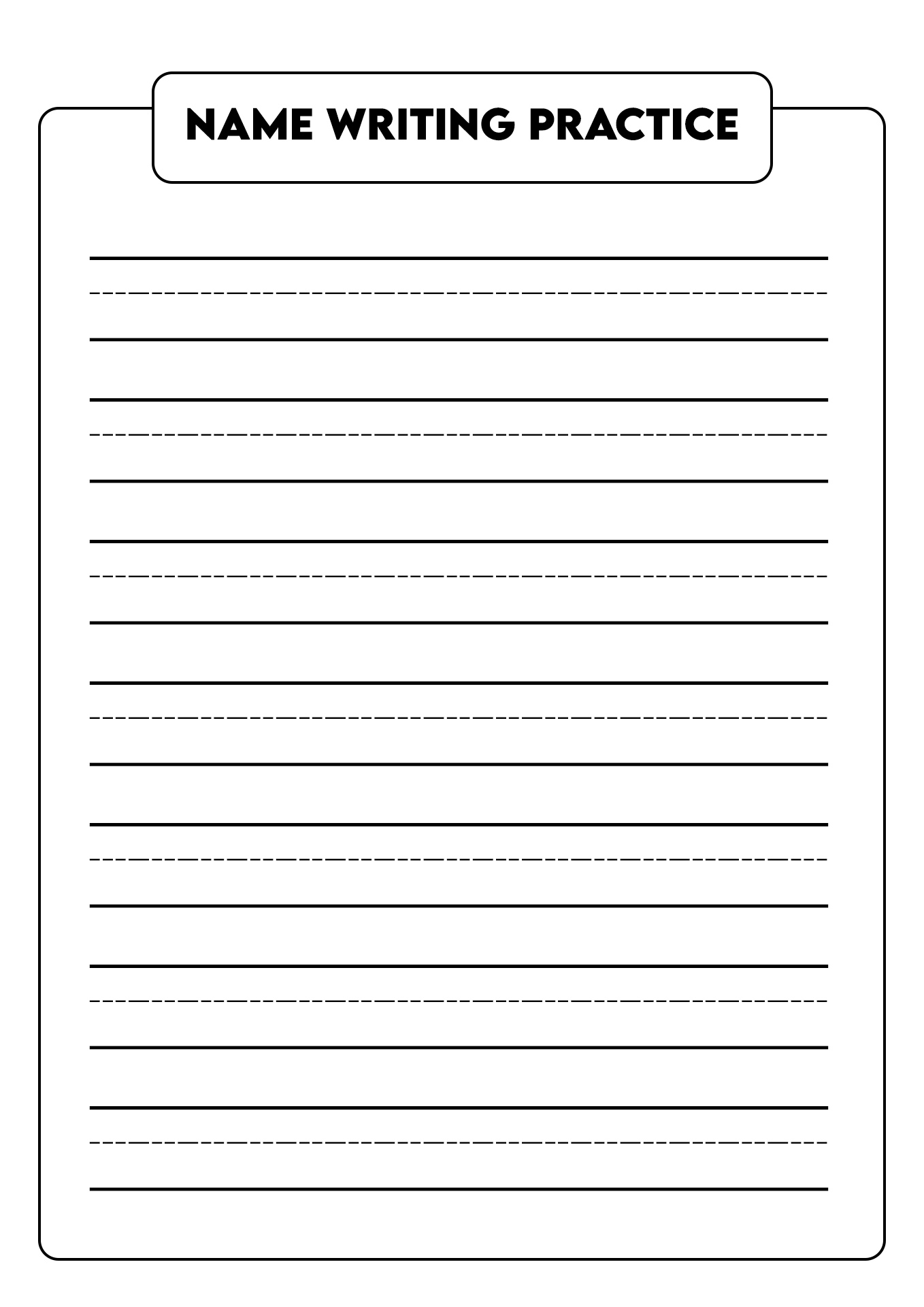 Preschool Practice Name Writing Sheets