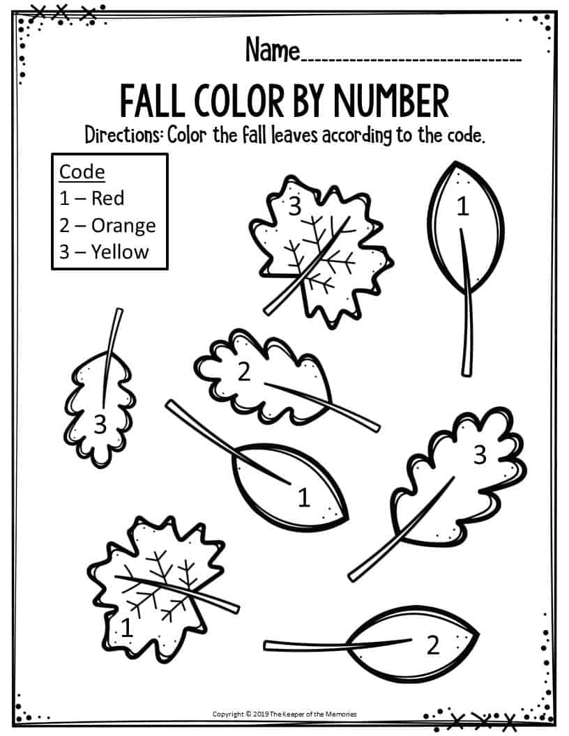Printable Fall Worksheets For Preschool The Keeper Of The Memories