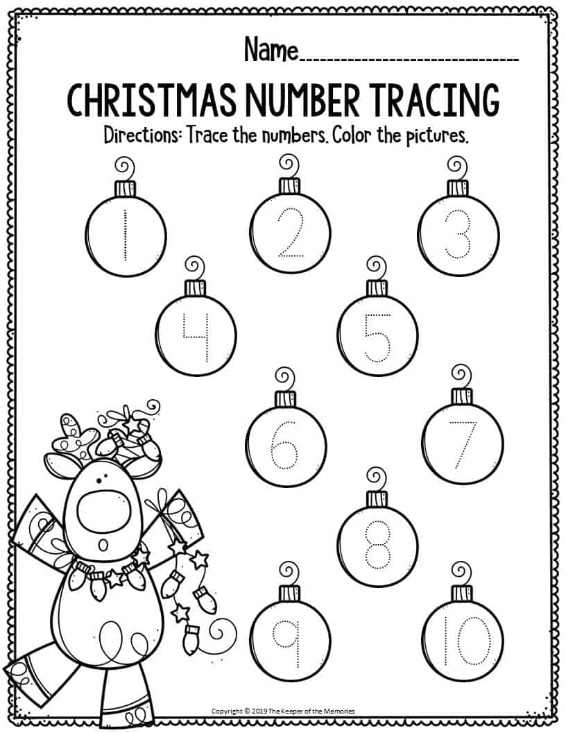 Printable Math Christmas Preschool Worksheets