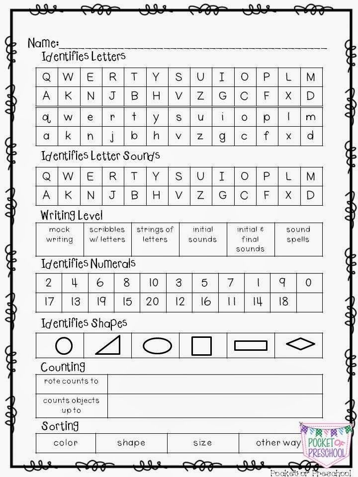 Printable Preschool Assessment Forms Printable Forms Free Online