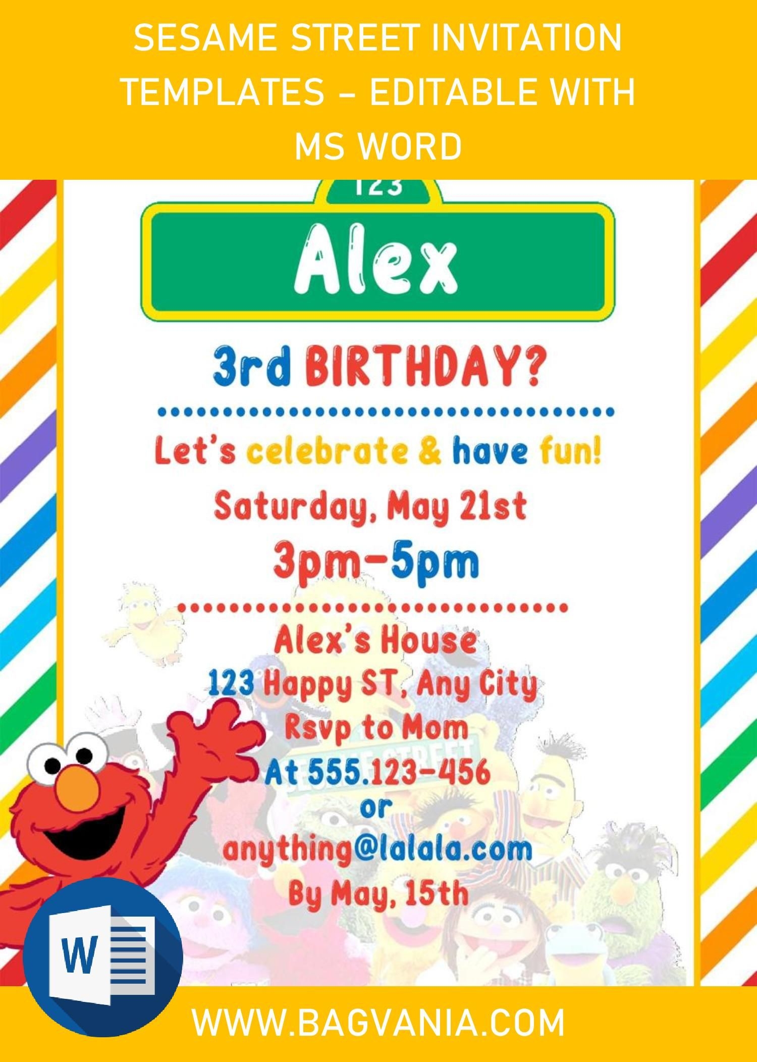 Sesame Street Invitation Templates Editable With Ms Word Artofit
