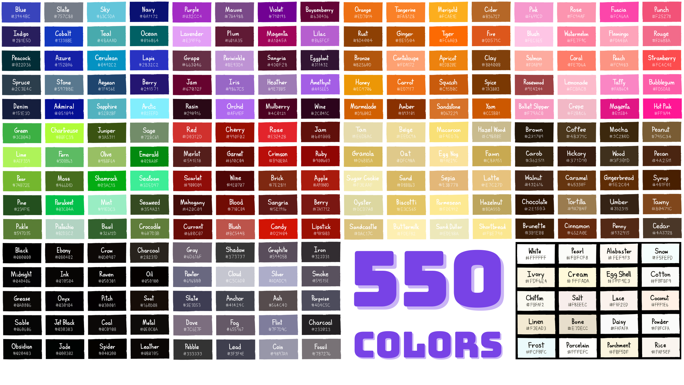 Shades Of Pink Color Chart With Names