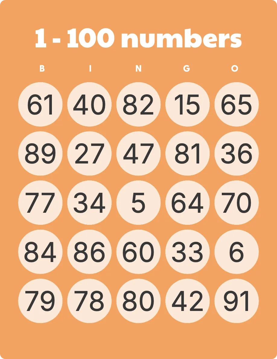 1 100 Numbers Bingo Printable Customizable Bingo Card Creator 1 100 Numbers Bingo Printable Customizable Bingo Card Creator