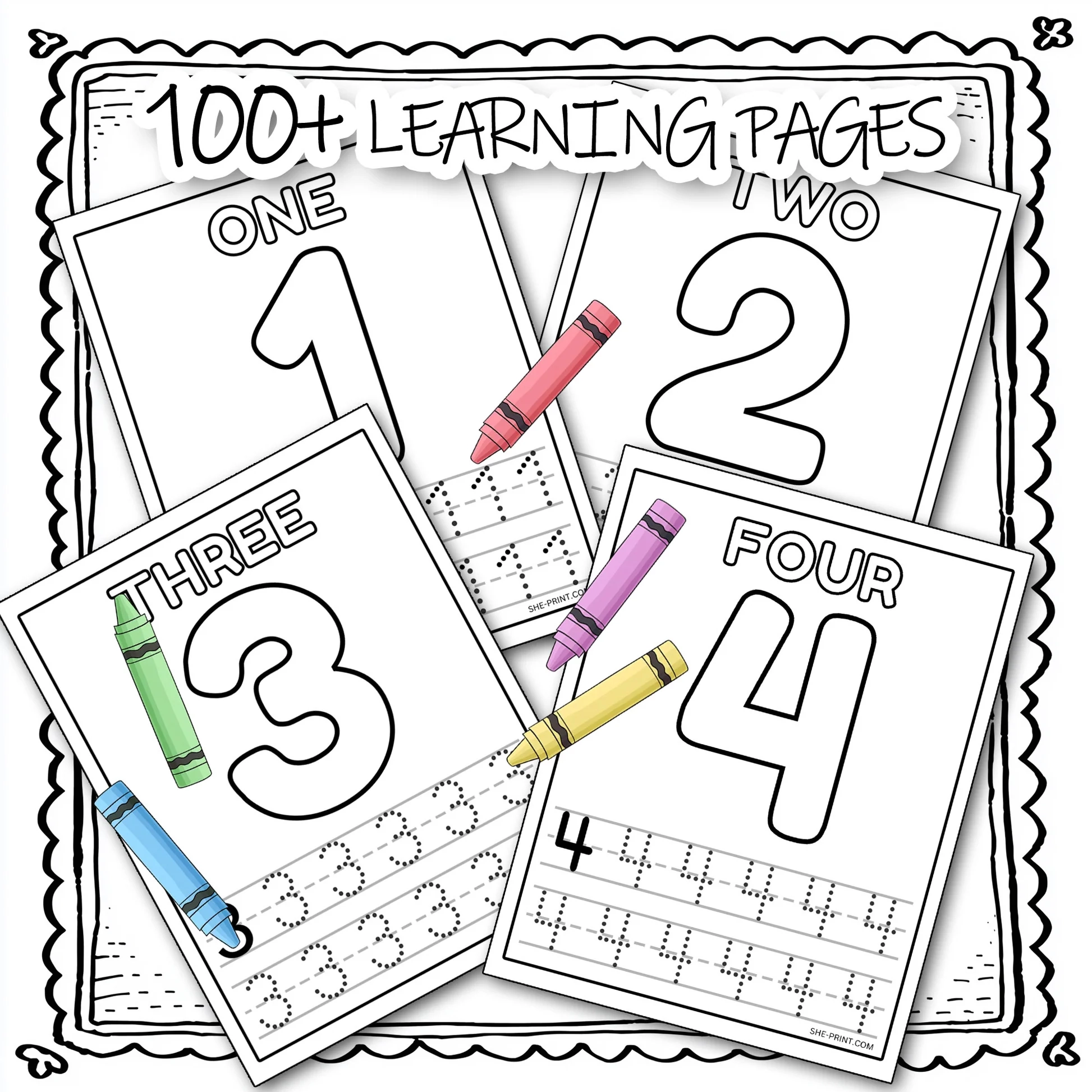 100 Printable Kids Learning Pages Shape Trace Letter Trace Number She print 100 Printable Kids Learning Pages Shape Trace Letter Trace Number She print