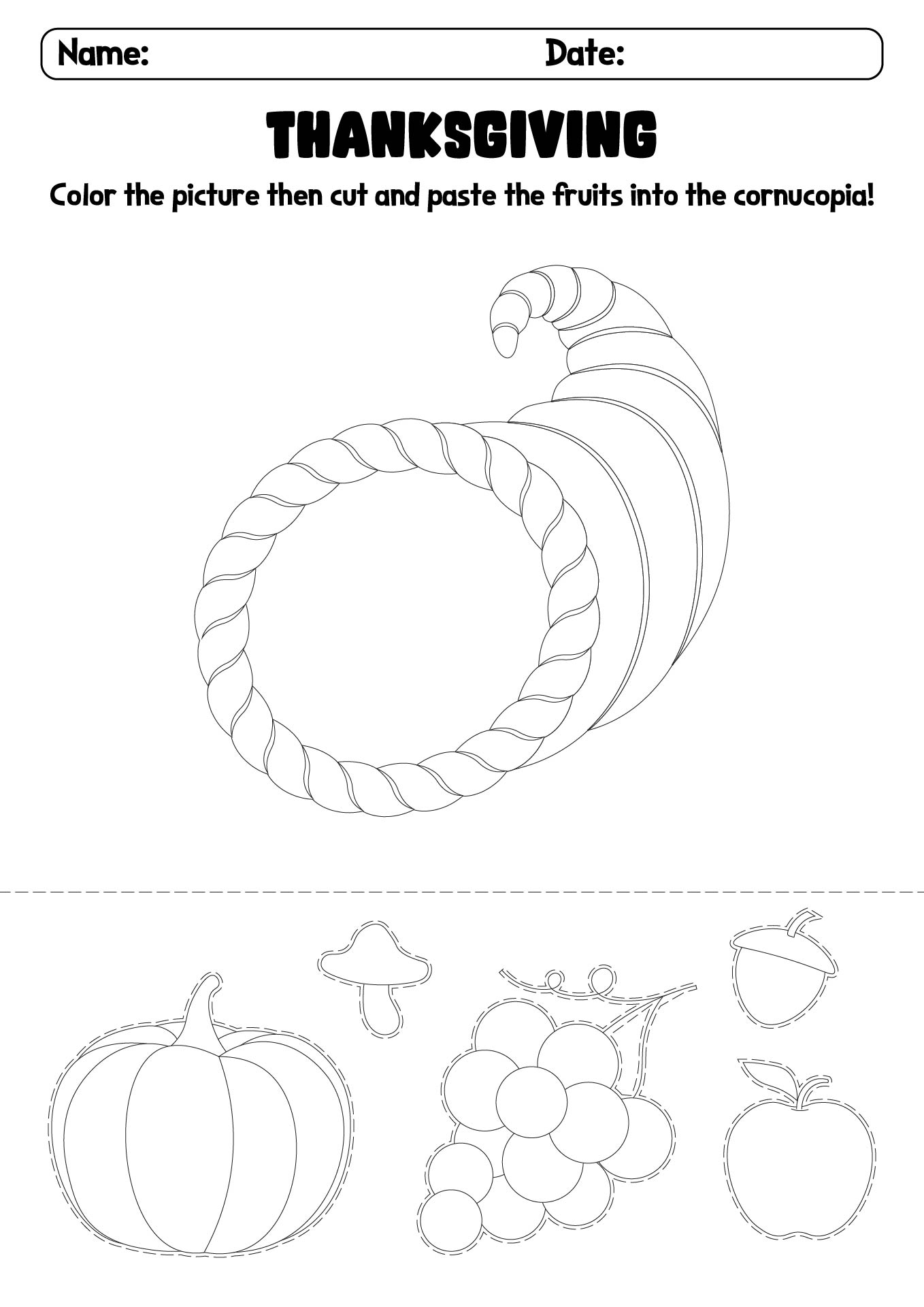 11 Color Cut And Paste Thanksgiving Worksheets Free PDF At Worksheeto