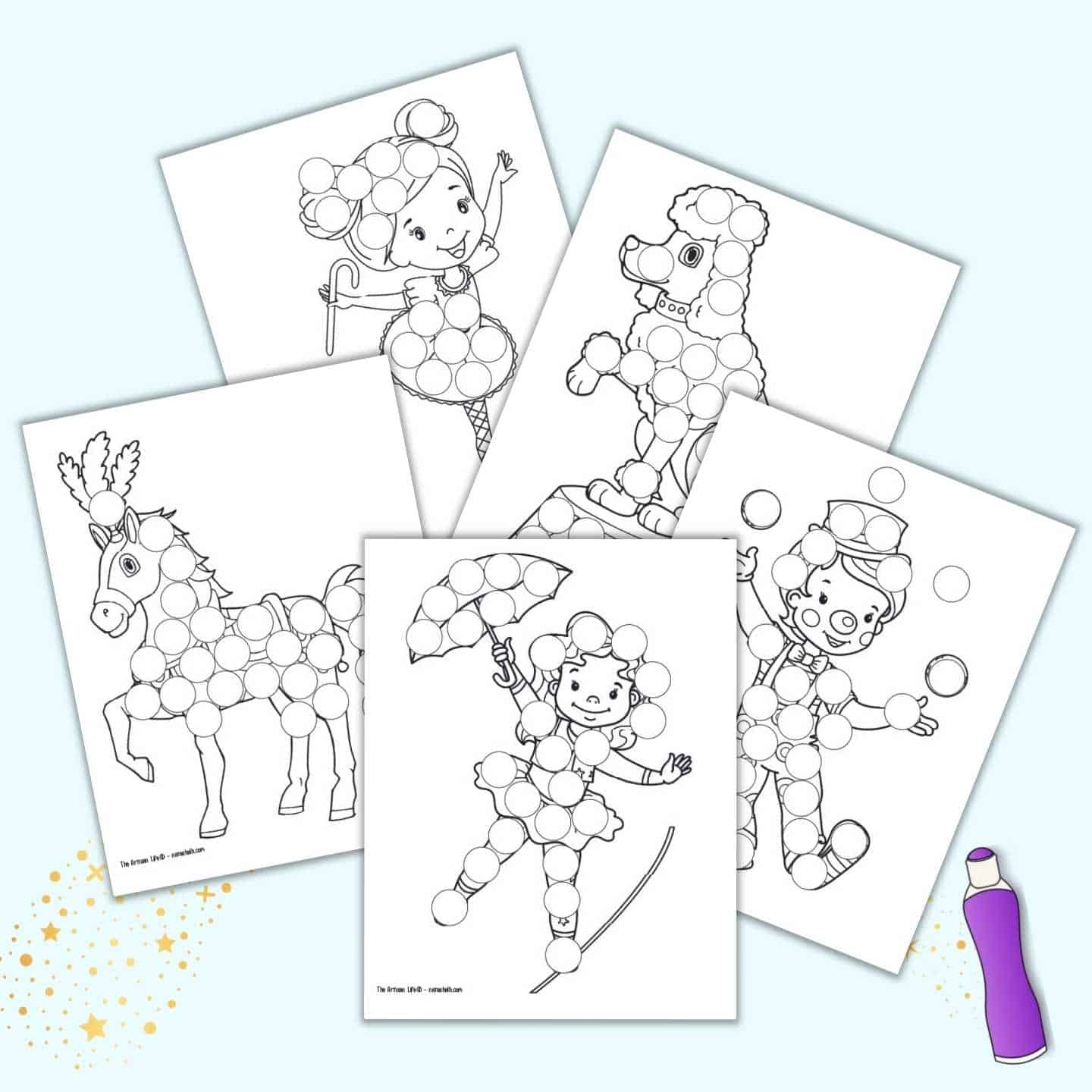 11 Free Printable Circus Dot Marker Dab It Coloring Pages The Artisan Life