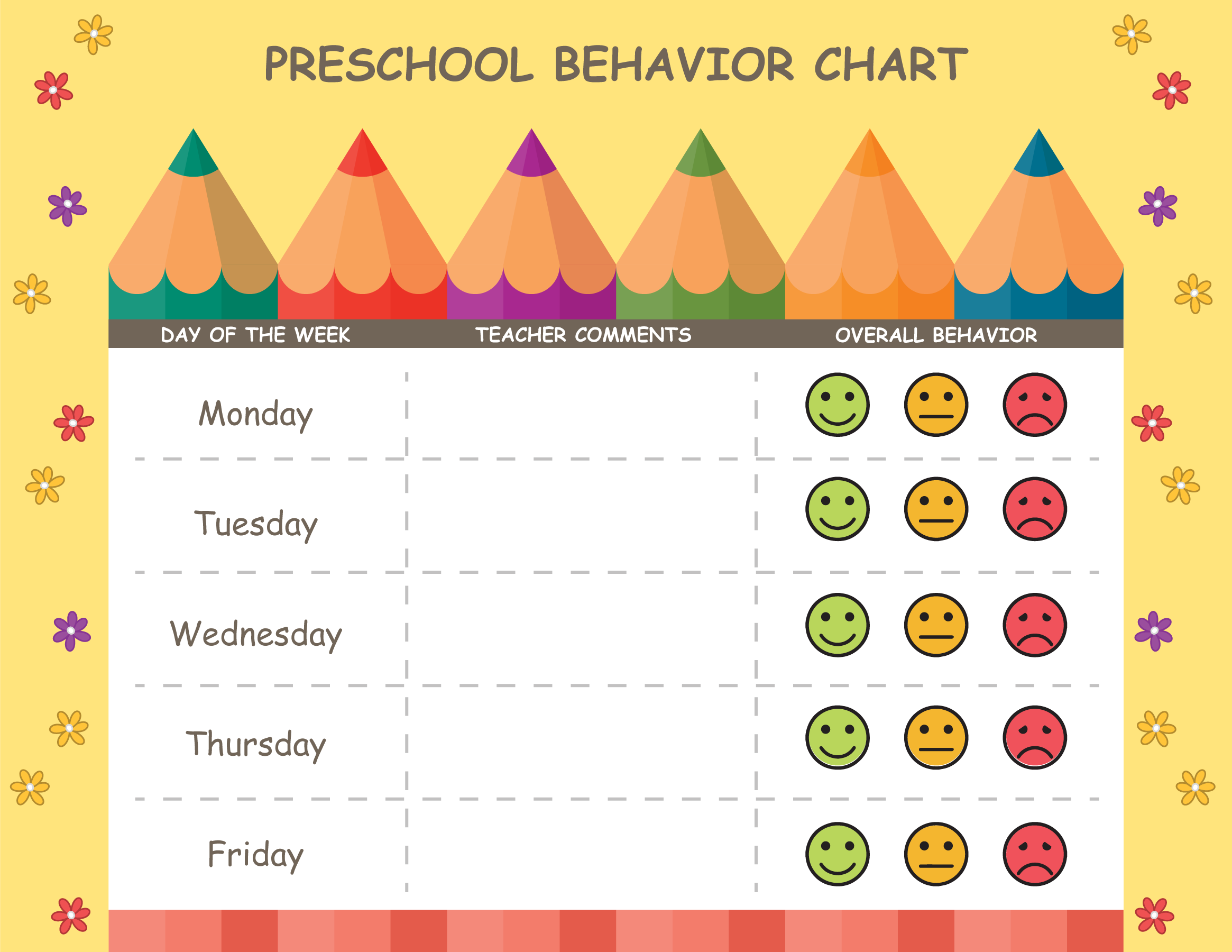 12 Free Preschool Behavior Chart Templates 12 Free Preschool Behavior Chart Templates