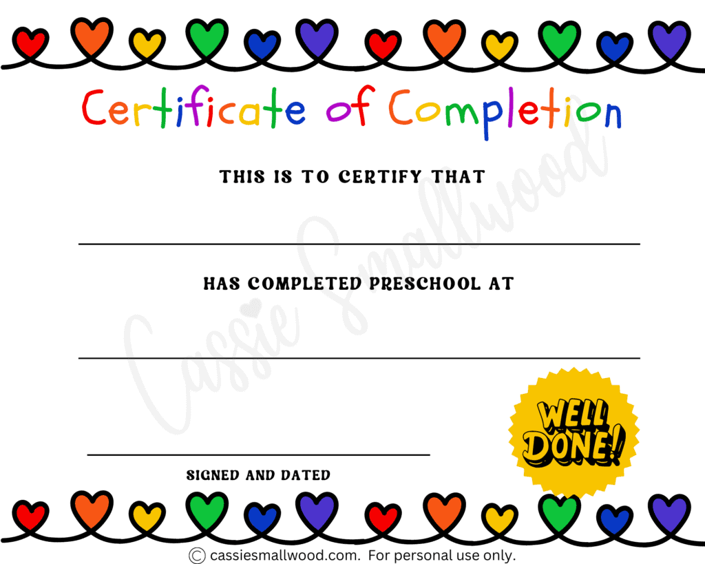 20 Preschool And Kindergarten Graduation Certificates FREE PRINTABLE Cassie Smallwood 20 Preschool And Kindergarten Graduation Certificates FREE PRINTABLE Cassie Smallwood