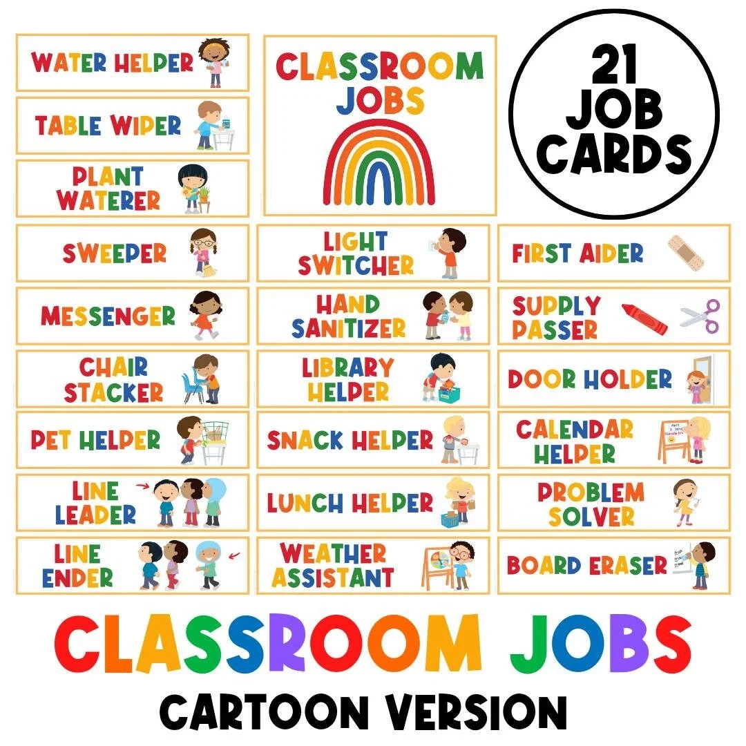 21 Classroom Jobs Classroom Visual Task Cards Classroom Decor Daily Routine Chart Homeschool Daycare Class Printables Teacher Etsy Finland