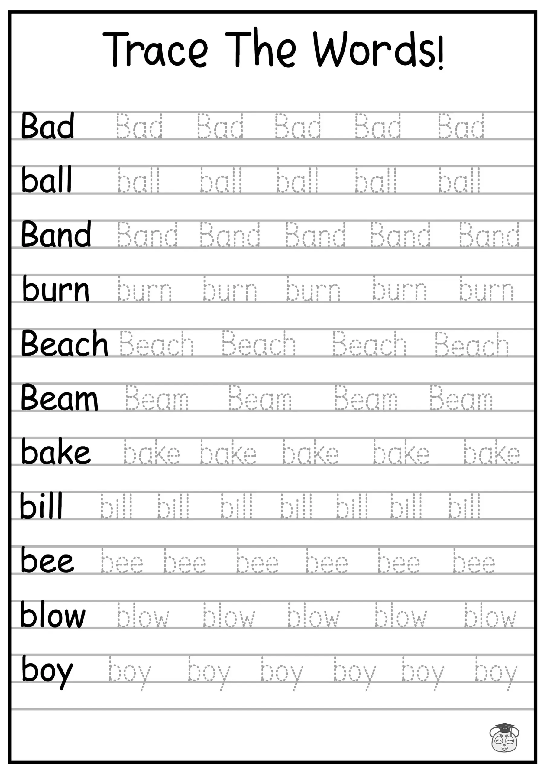 24 Printable Trace The Words Worksheet Alphabetical A Z Capital And Lowercase Words ages 3 7 KG1 To Grade 2 Etsy New Zealand
