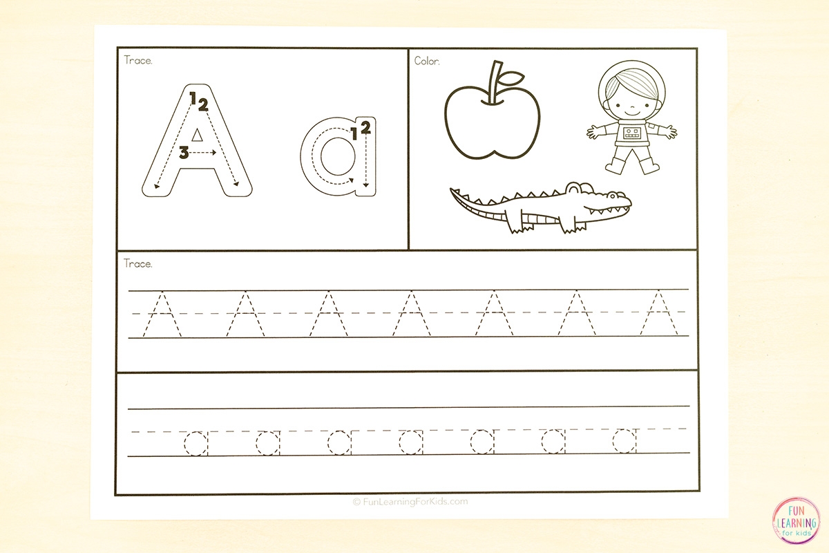 26 Alphabet Beginning Sounds Letter Tracing Worksheets