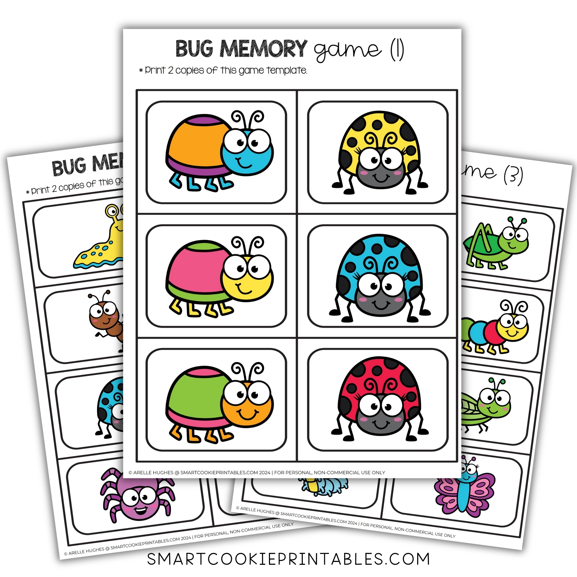 3 Bug Memory Matching Games Free Printable Smart Cookie Printables