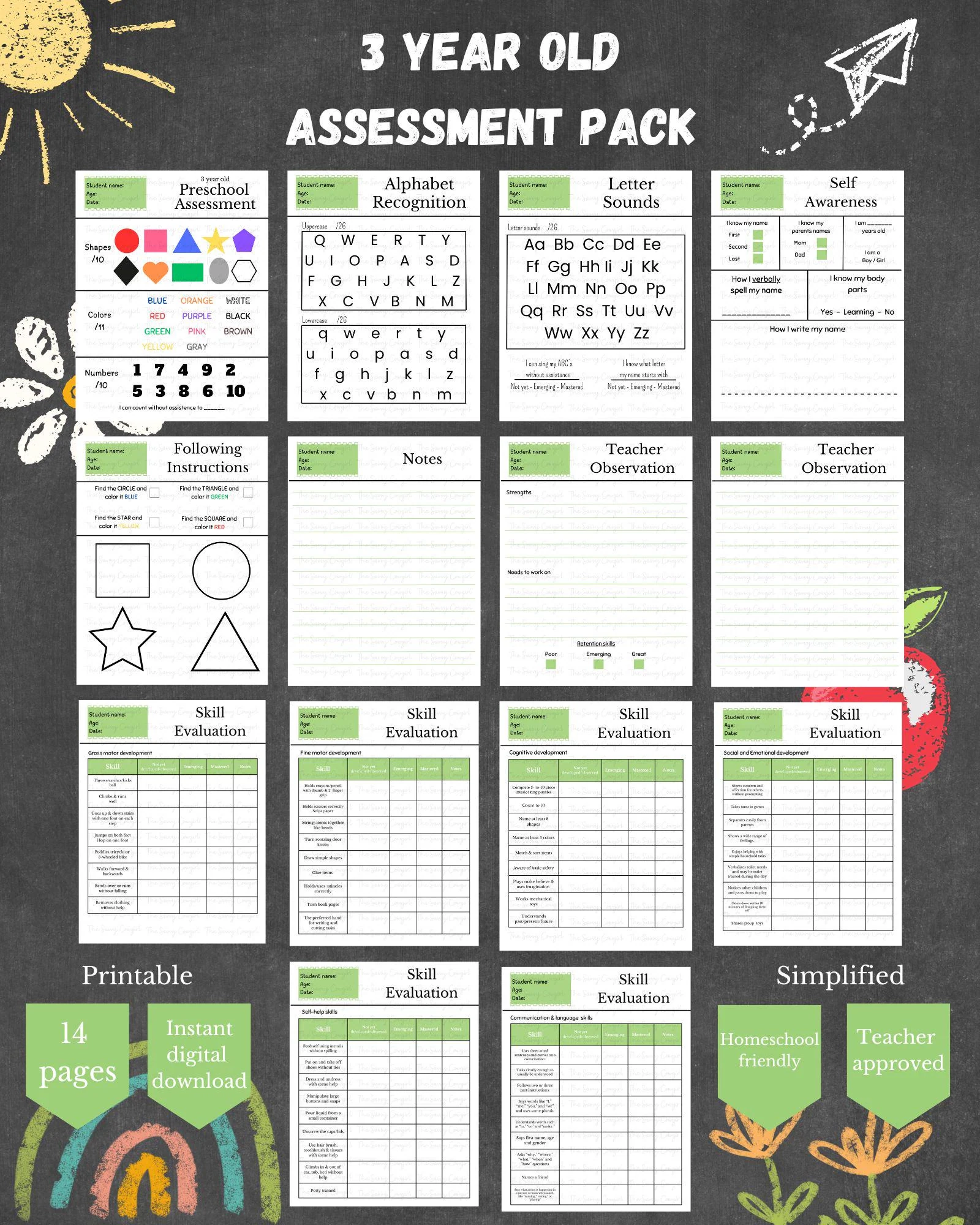 3 Year Old Assessment PDF Preschool Assessment Preschool Teacher Preschool 3 Year Old Evaluation Preschool Evaluation Prek Homeschool Etsy