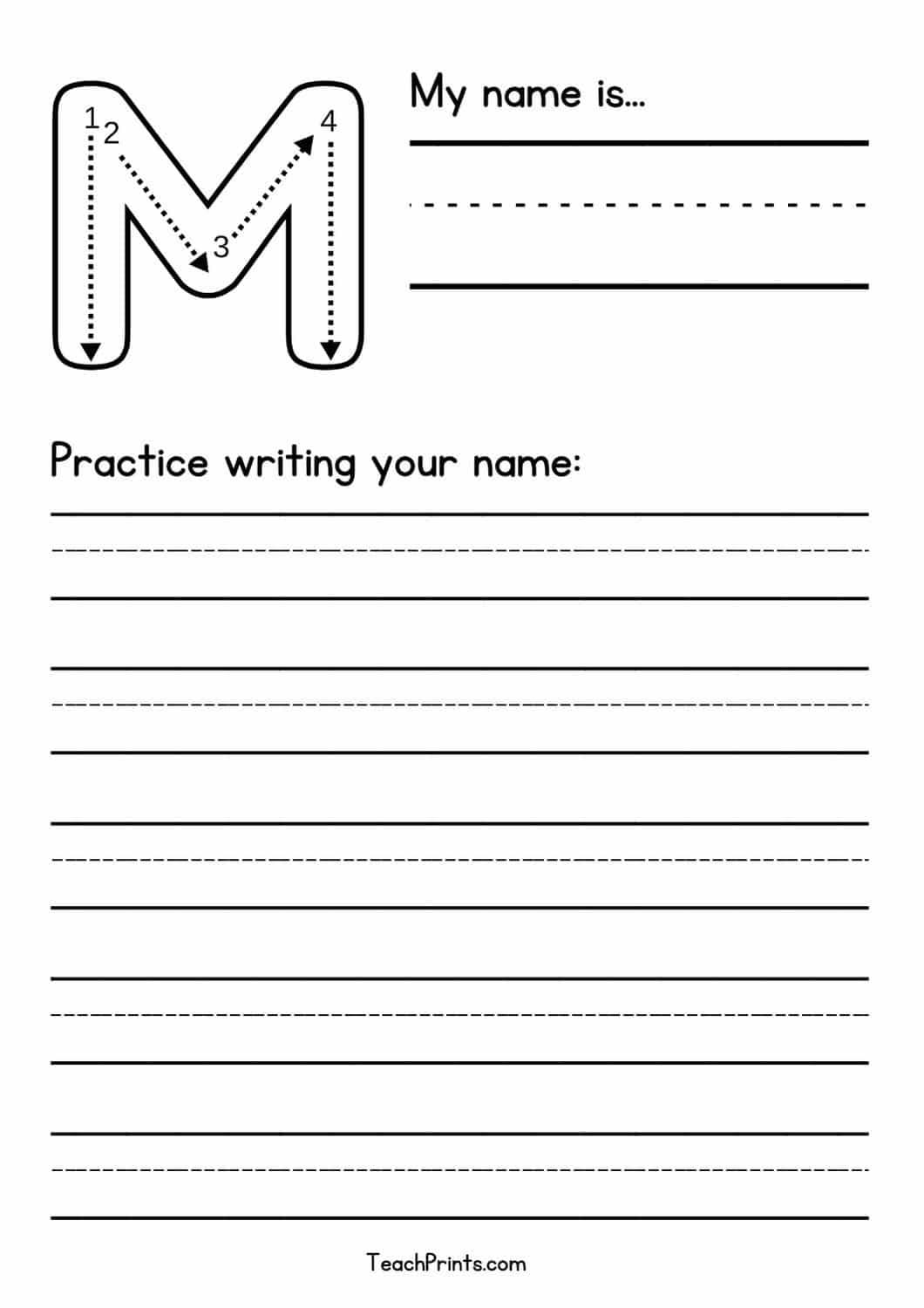 32 Free Blank Name Tracing Worksheets Teach Prints