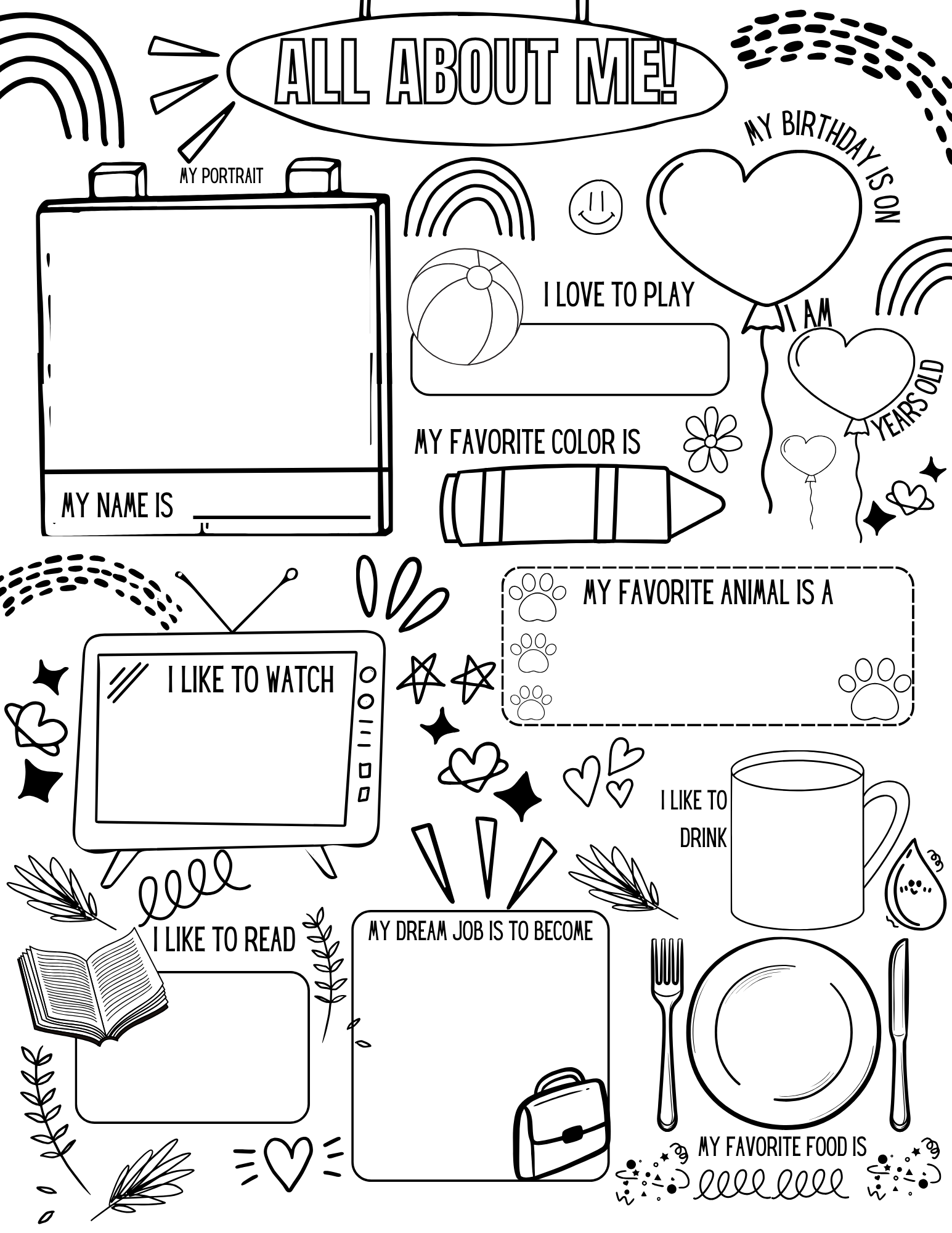 5 Free Printable Worksheets With All About Me Questions For Kids
