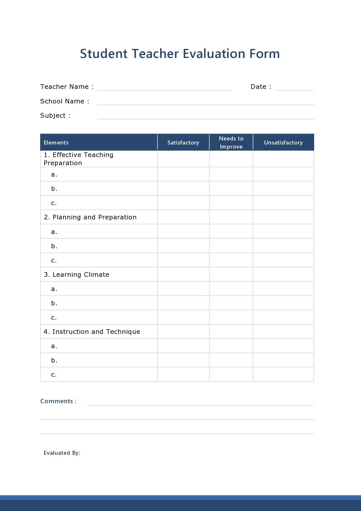 50 Printable Teacher Evaluation Forms Free TemplateLab 50 Printable Teacher Evaluation Forms Free TemplateLab