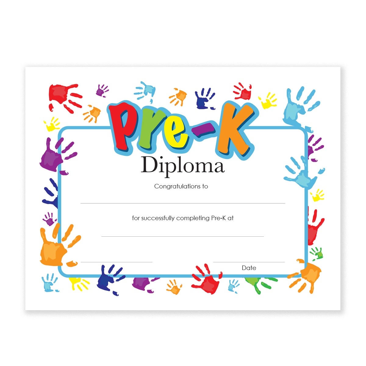 8 1 2 In X 11 In Handprints Pre K Diplomas 30 pkg Alphabet U