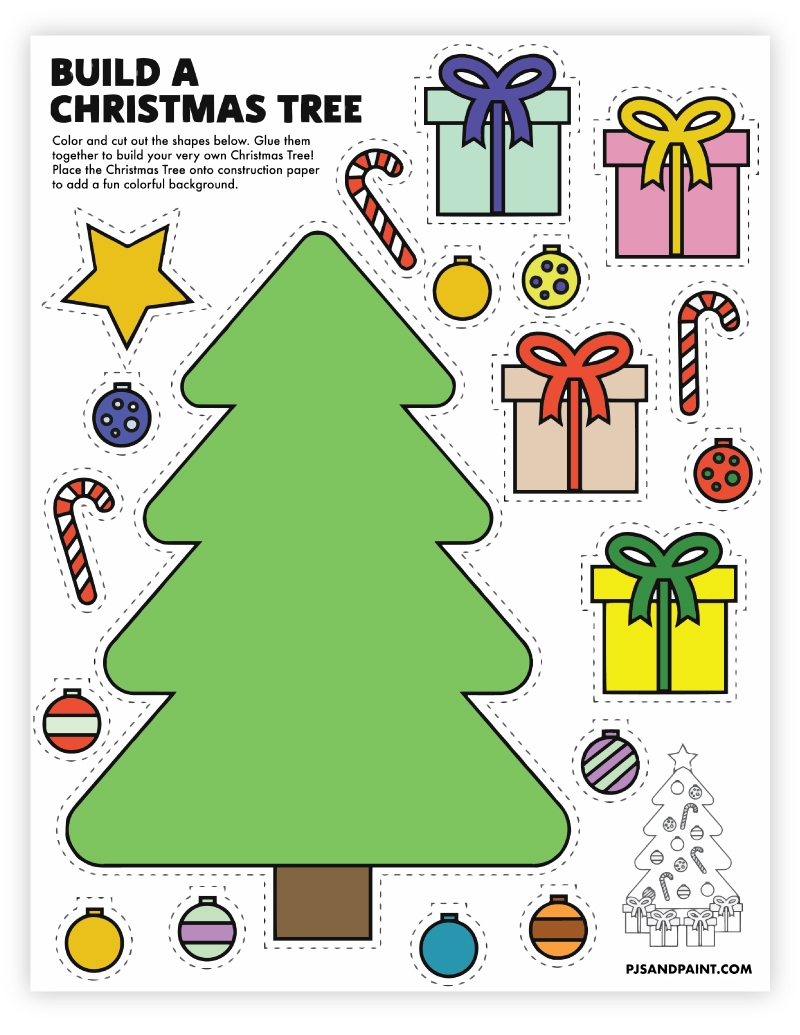 8 Free Printable Christmas Themed Cut And Paste Projects Pjs And Paint