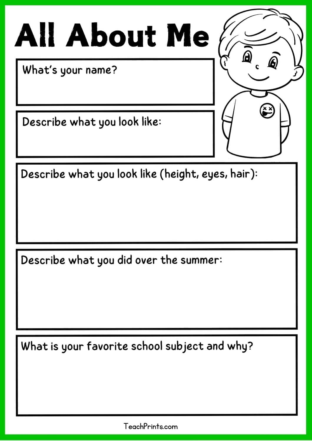 9 Free All About Me Worksheets Printables Teach Prints 9 Free All About Me Worksheets Printables Teach Prints