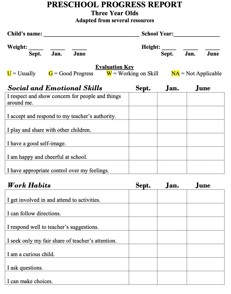 A Complete Guide To Preschool Progress Reports
