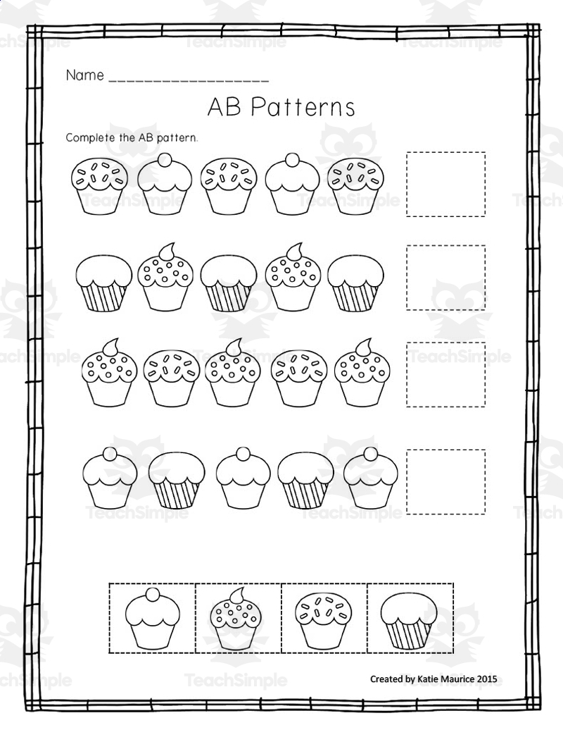 AB Pattern Worksheet 3 Page Printable PDF AB Pattern Worksheet 3 Page Printable PDF