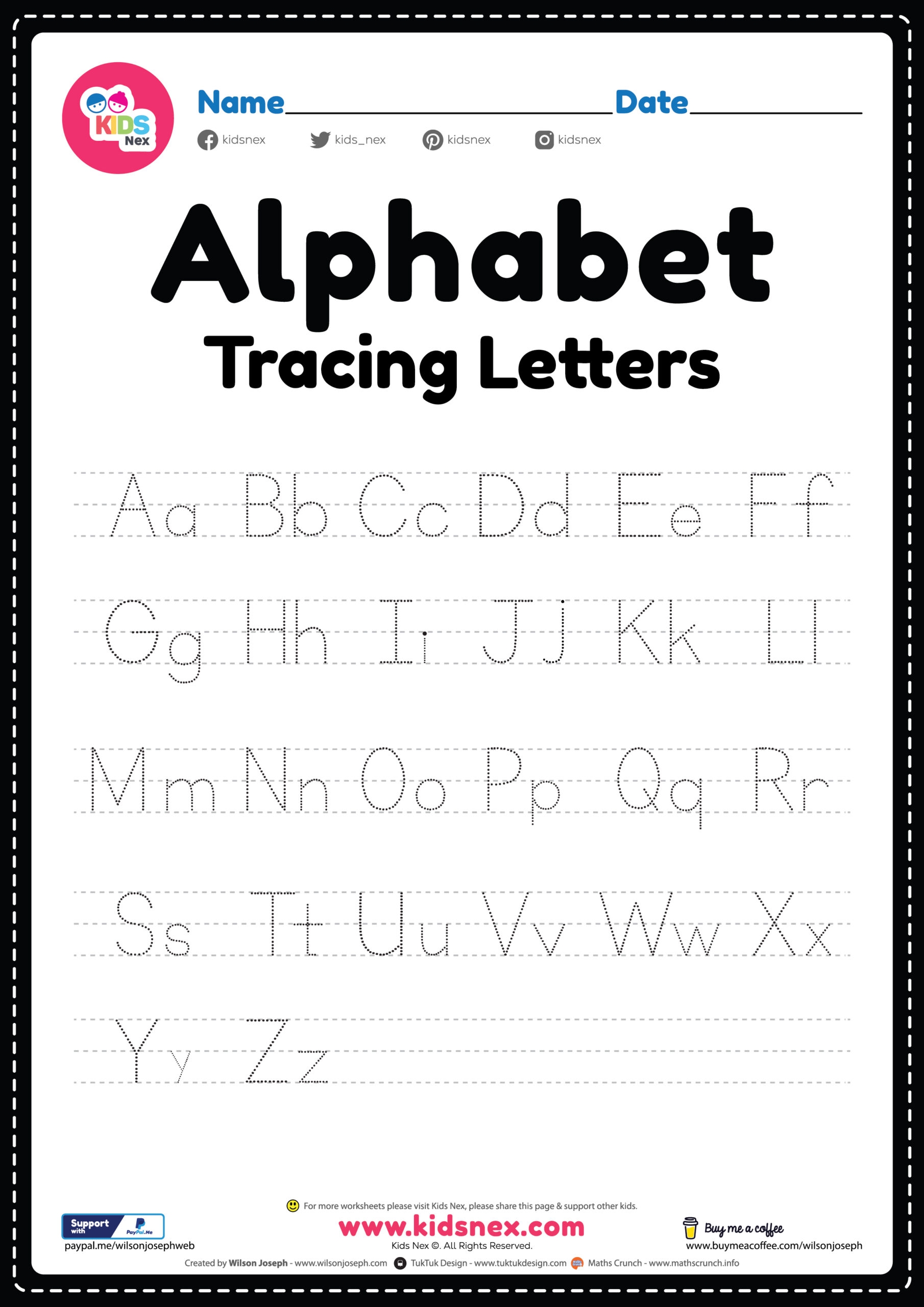 ABC Worksheet Tracing Alphabet Letters Free Printable PDF ABC Worksheet Tracing Alphabet Letters Free Printable PDF