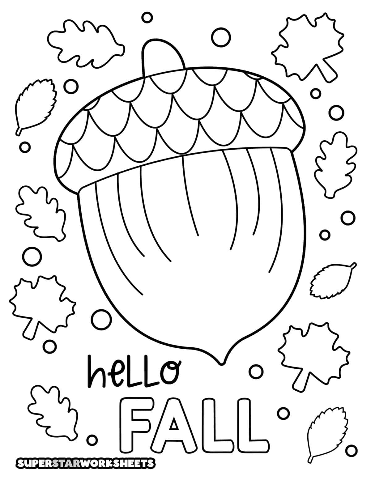 Acorn Coloring Pages Free Printables Superstar Worksheets