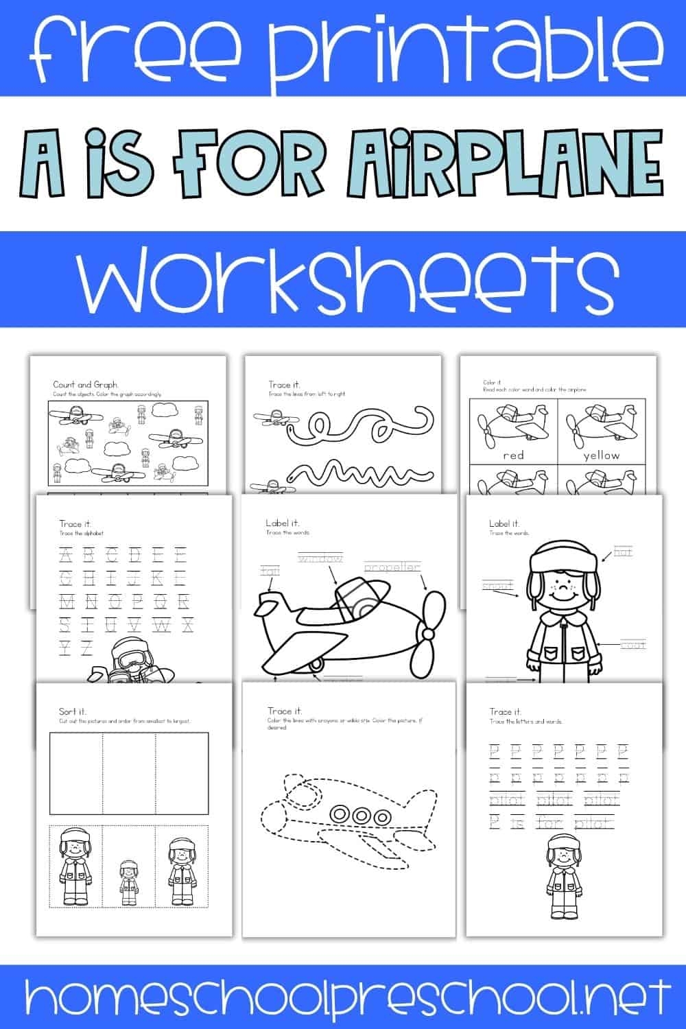 Airplane Worksheets For Preschoolers Printable Learning Pack