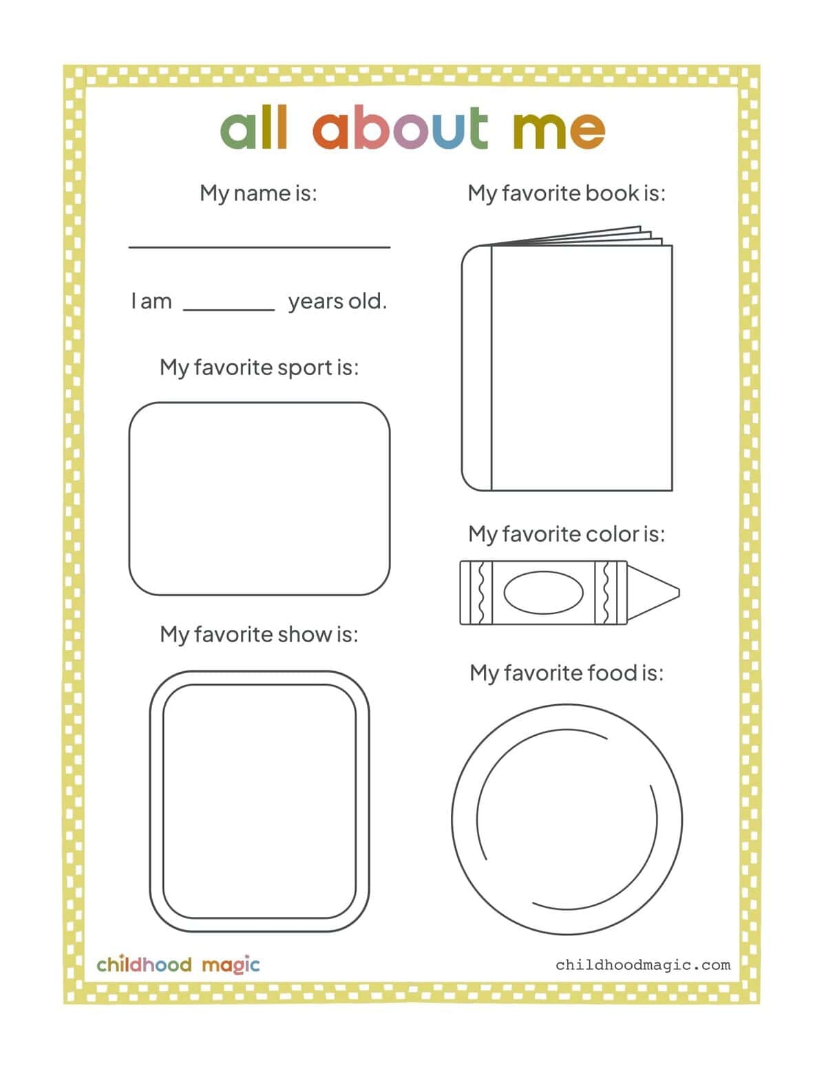 All About Me Free Printable Worksheets For Pre K To Elementary Childhood Magic