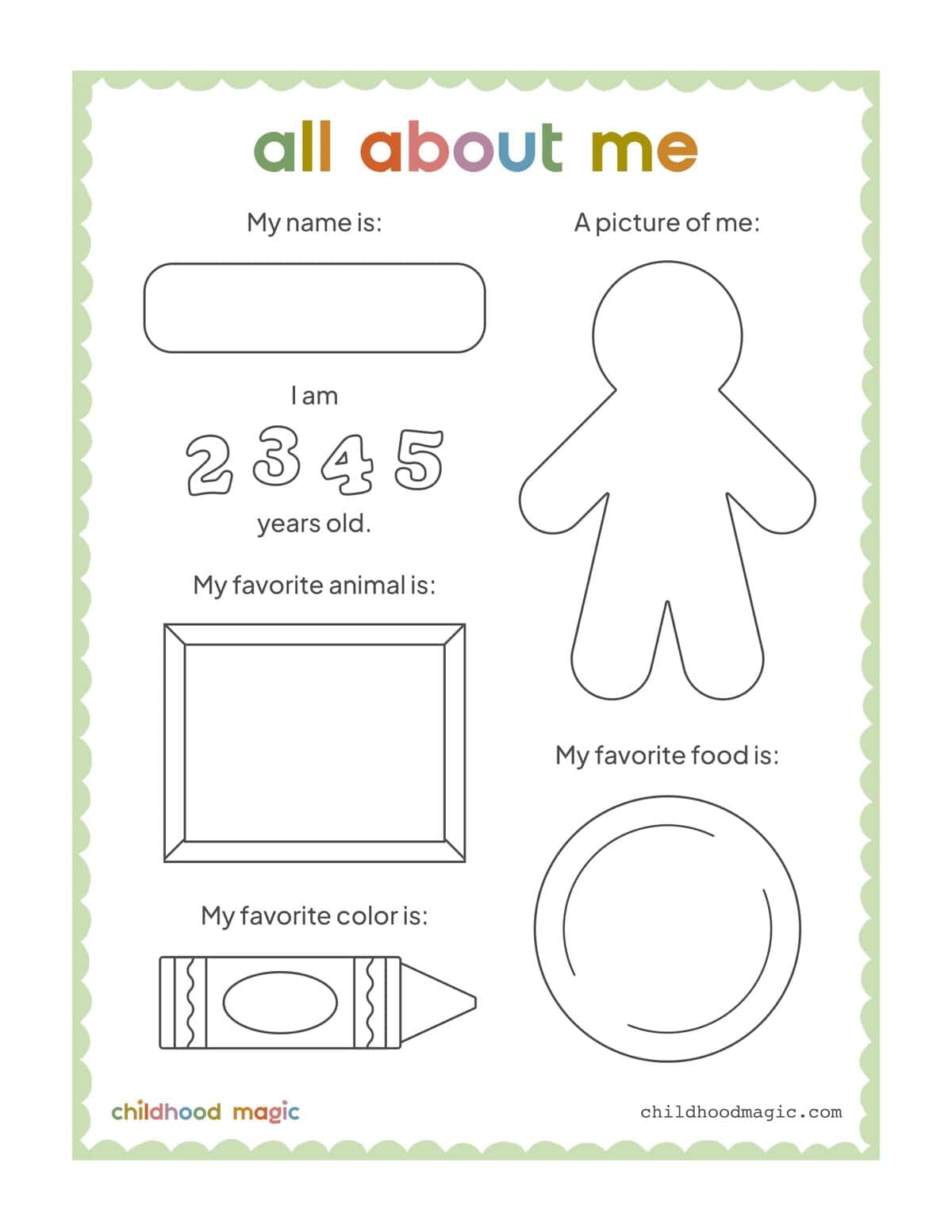 All About Me Free Printable Worksheets For Pre K To Elementary Childhood Magic