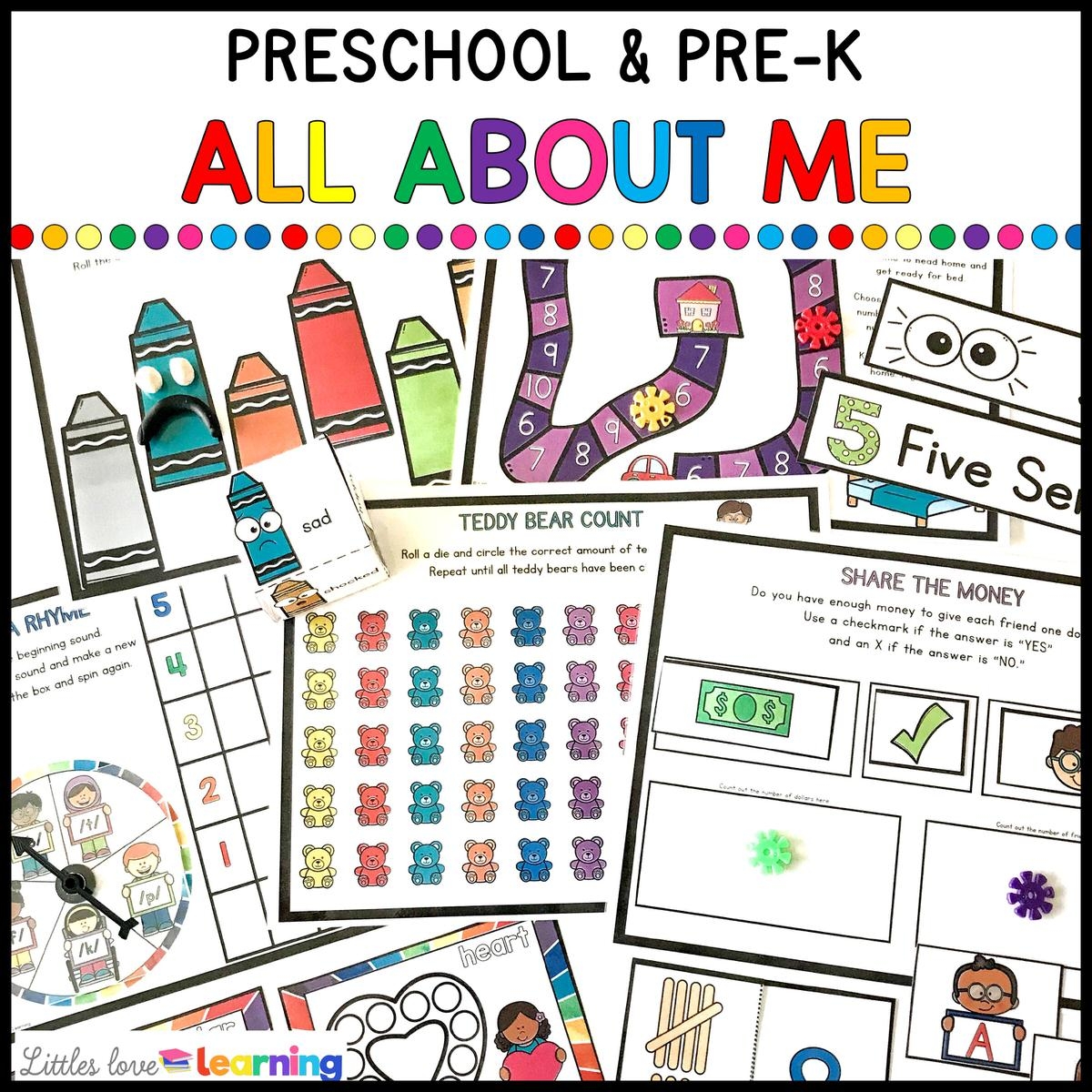 All About Me Preschool Pre K Math Literacy Printables