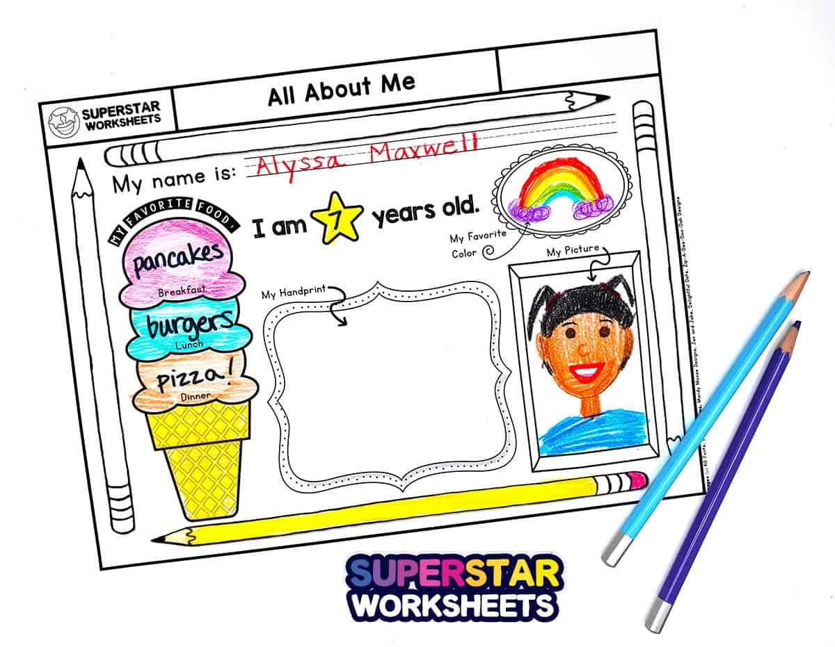 All About Me Template Superstar Worksheets