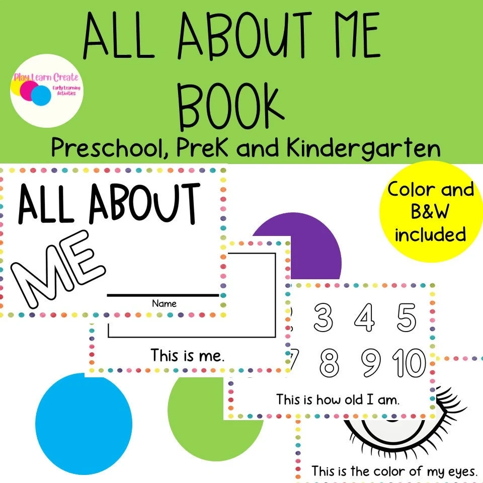 All About Me Theme Book Printable Book For All About Me Preschool All About Me Theme Etsy