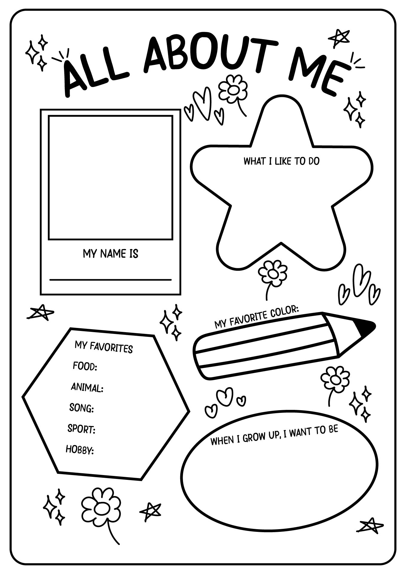 All About Me Worksheets And Templates 50 Free PDF Printables Printablee