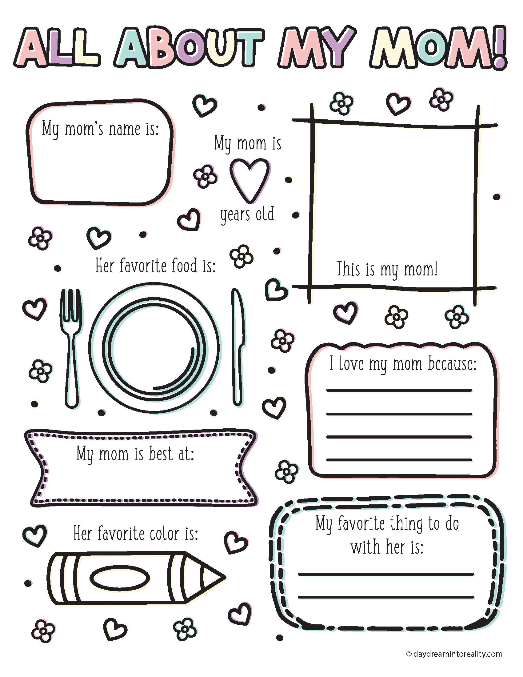 All About My Mom Free PDF Printable Daydream Into Reality All About My Mom Free PDF Printable Daydream Into Reality