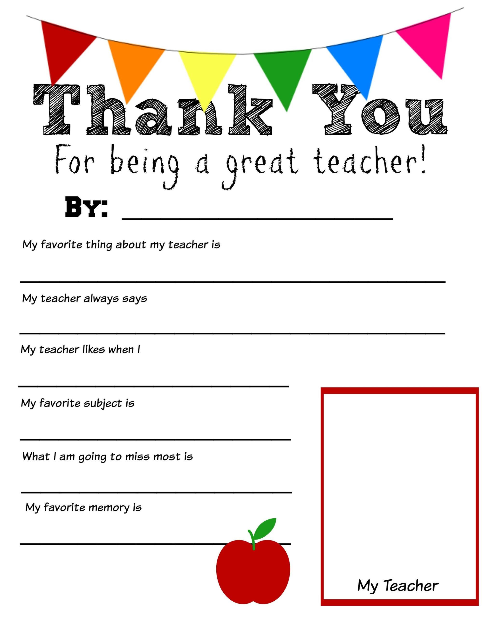 All About My Teacher teacher Appreciation Gift all About My Worksheets Library