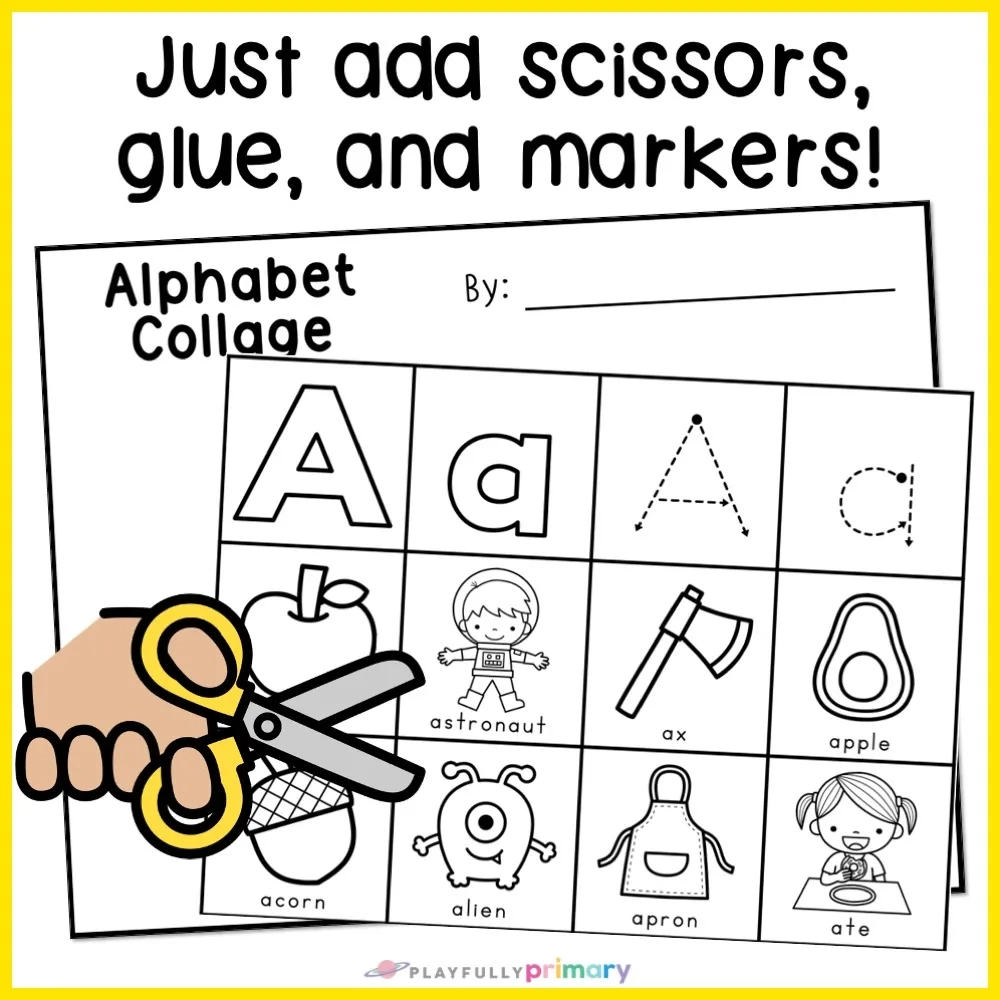 Alphabet Cut And Paste Worksheets For Beginning Sounds Playfully Primary