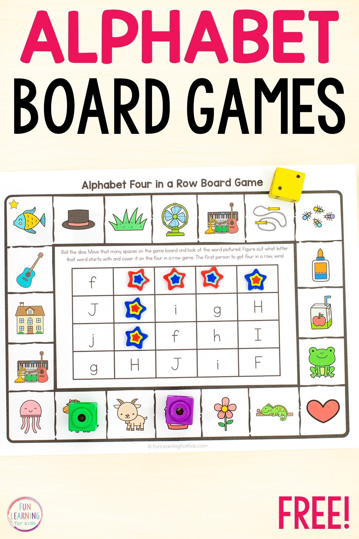 Alphabet Four In A Row Board Game Beginning Sounds Game Alphabet Four In A Row Board Game Beginning Sounds Game