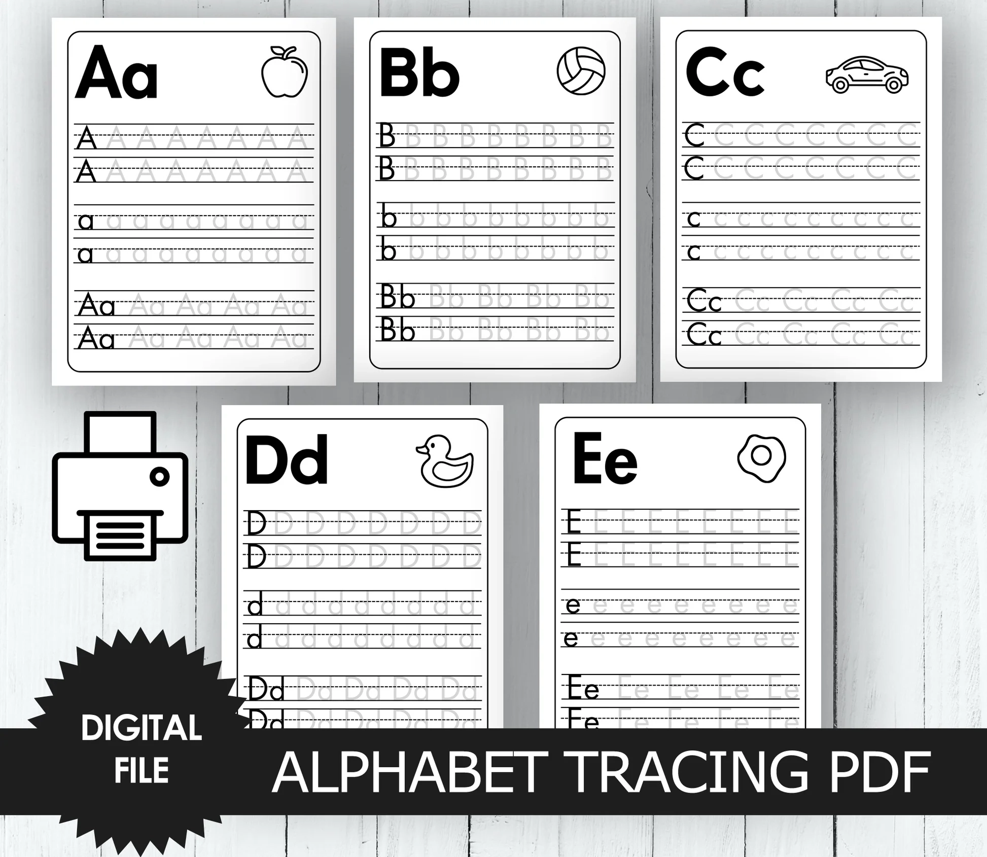 Alphabet Letter Tracing A Z Uppercase And Lowercase Kindergarten And She print