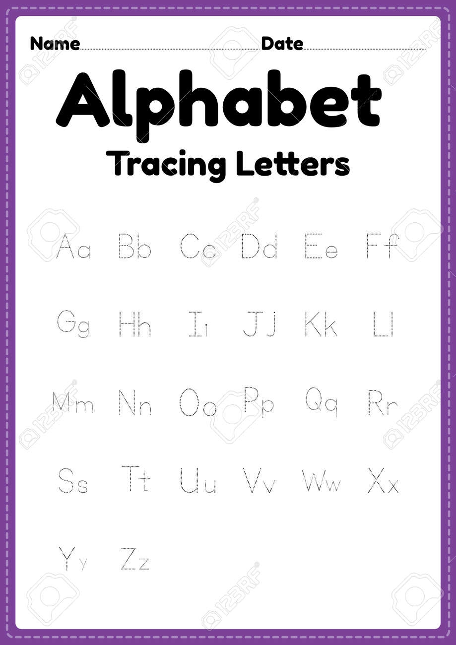 Alphabet Letter Tracing Worksheet For Kindergarten And Preschool Kids For Handwriting Practice And Educational Activities In A Printable Page Royalty Free SVG Cliparts Vectors And Stock Illustration Image 174528389