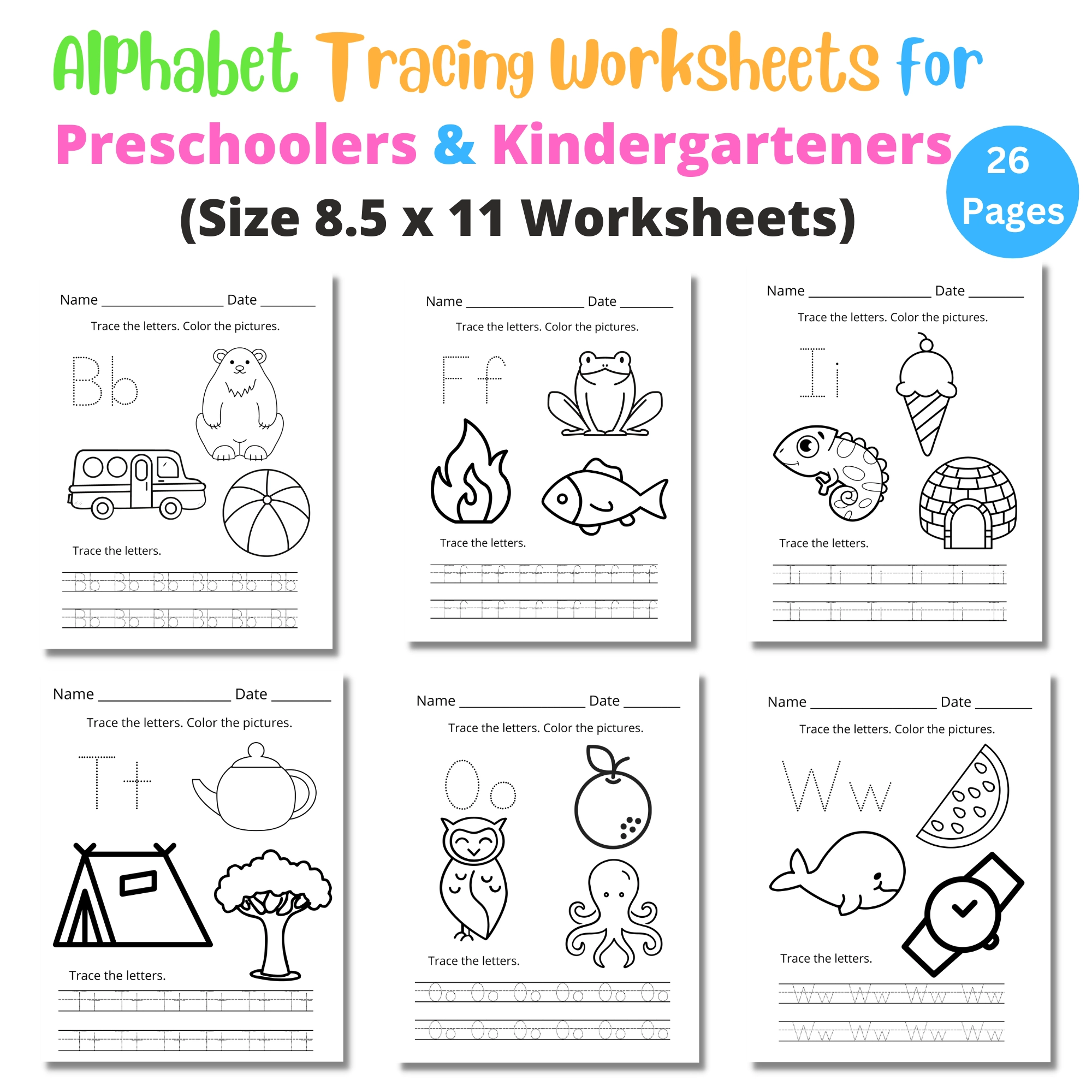 Alphabet Trace Color Writing Worksheets At Home With Zan Printables