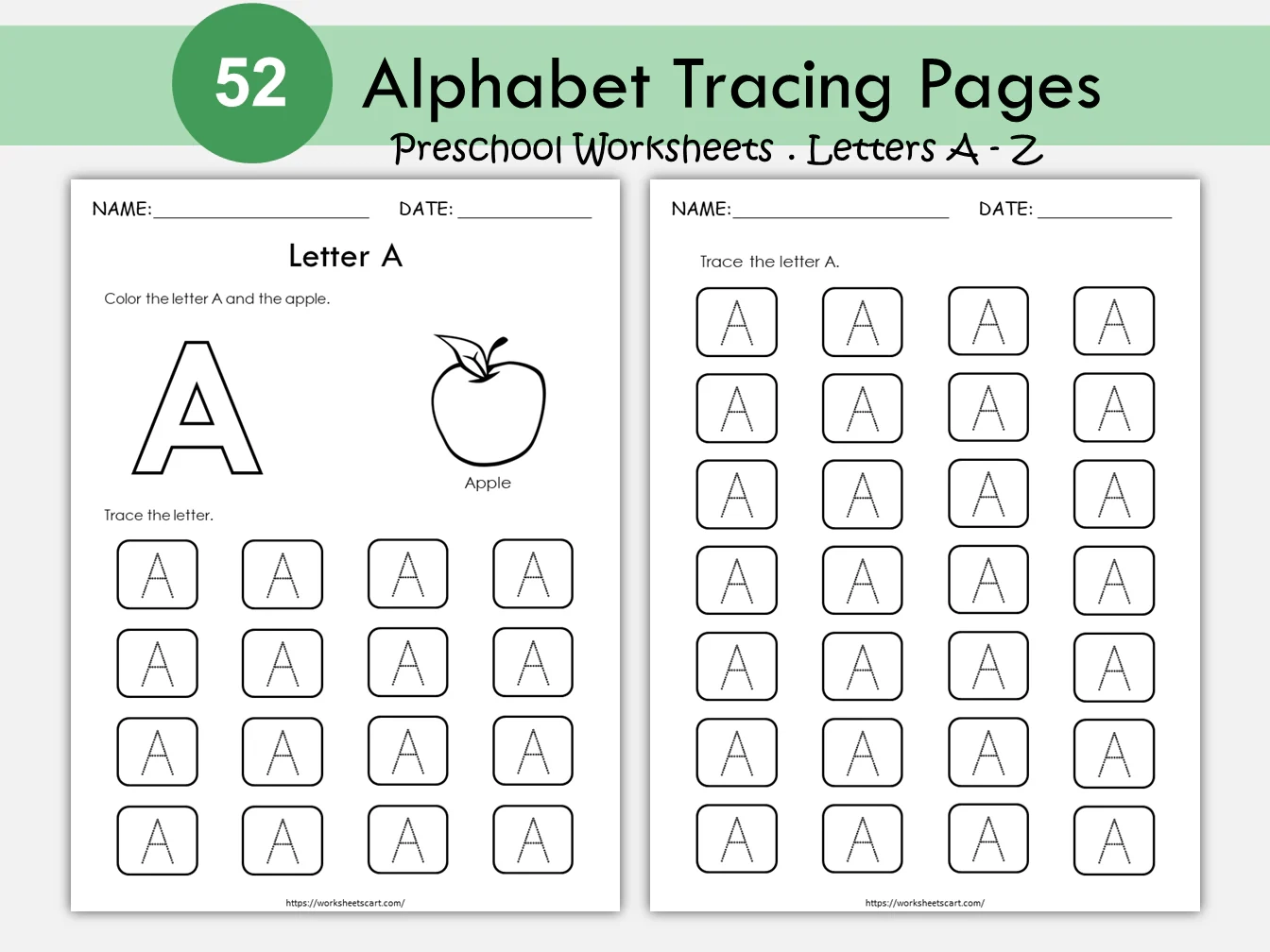 Alphabet Tracing Worksheets Alphabet Trace ABC Handwriting Practice WorksheetsCart