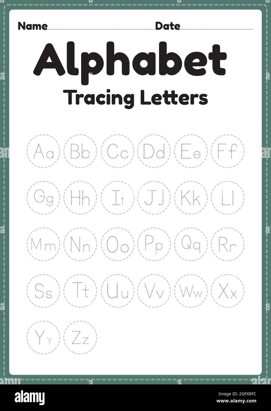 Alphabet Worksheet Tracing Letter For Kindergarten And Preschool Kids For Handwriting Practice And Educational Activities In A Printable Page Stock Vector Image Art Alamy