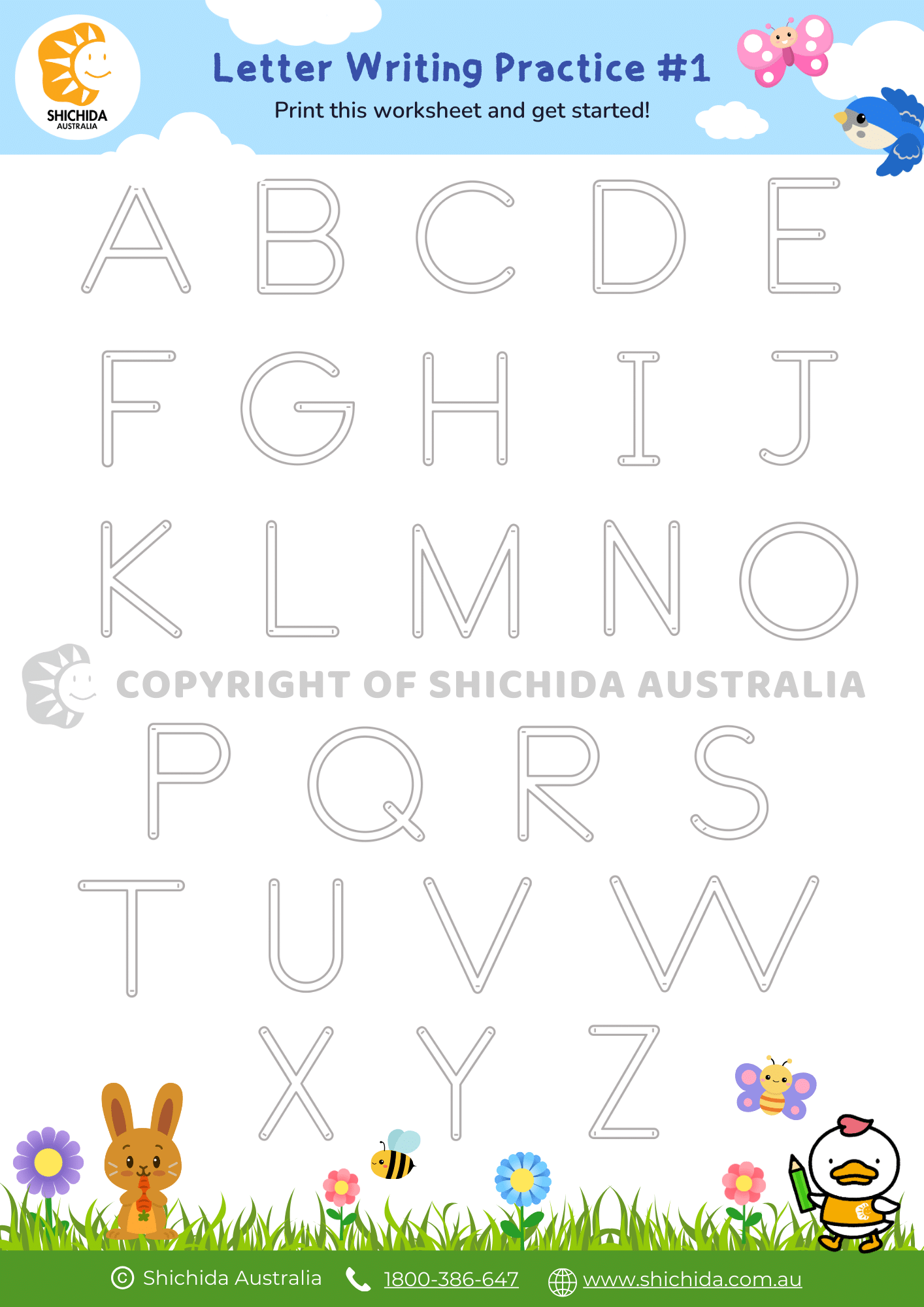 Alphabet Writing Worksheet 1 Free Letter Tracing For Kids Alphabet Writing Worksheet 1 Free Letter Tracing For Kids