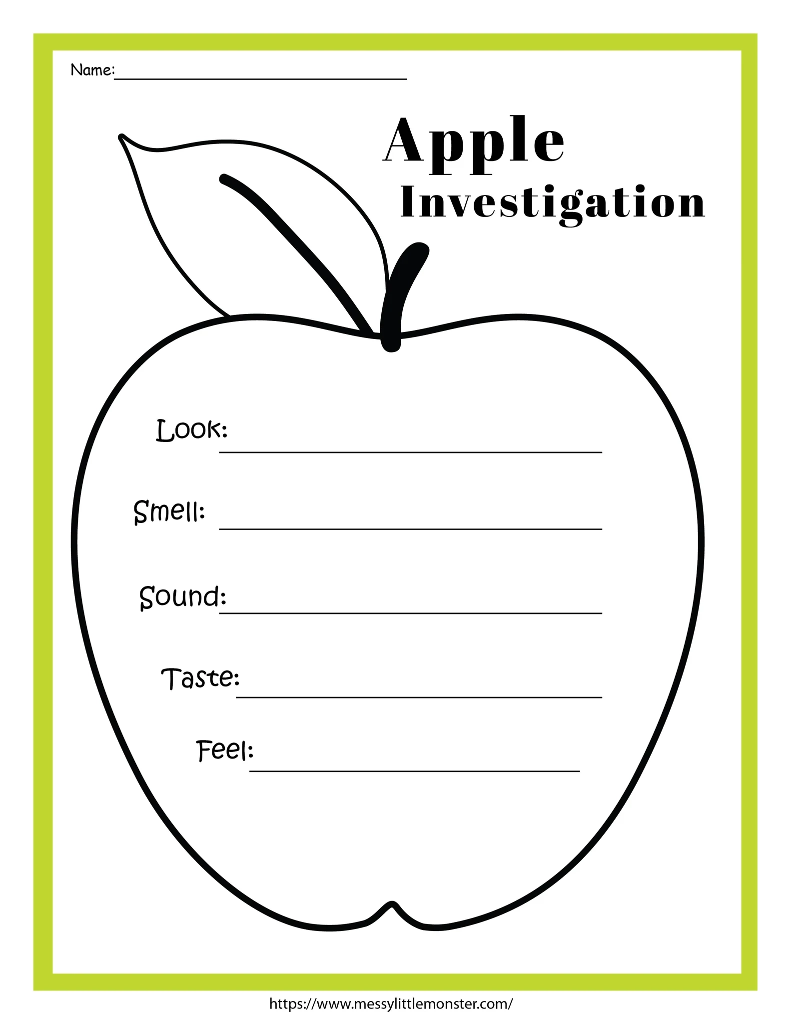 Apple Activity Printables Messy Little Monster Shop