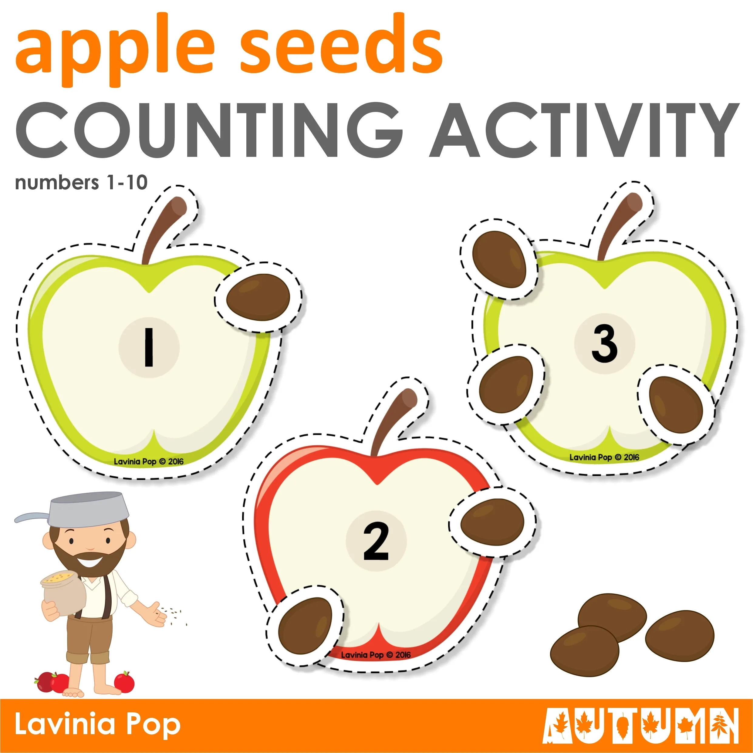 Apple Seed Counting Printable Activity
